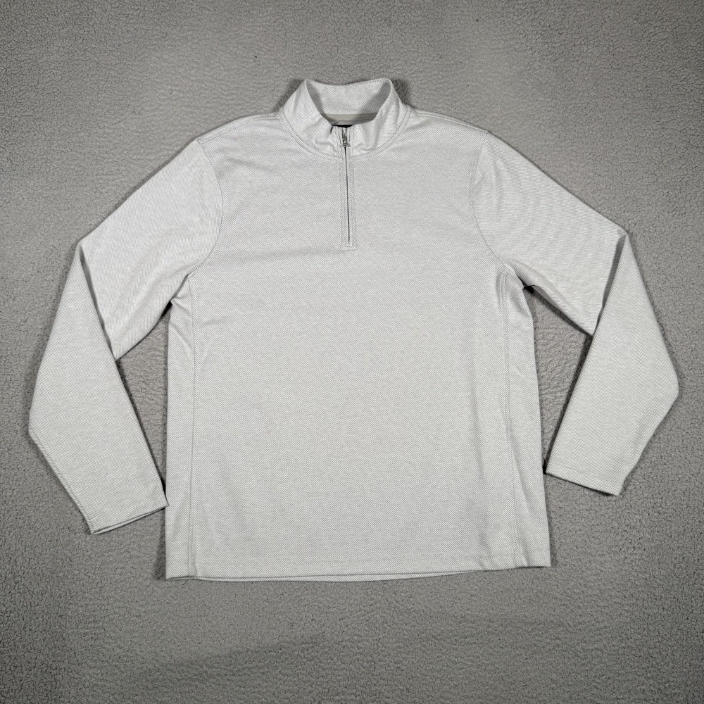 J Crew Sweater Mens Large Gray 1/4 Zip Authentic Fleece Pullover Viscose‎ Blend